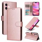 For iPhone 16 Multifunctional Horizontal Flip Leather Phone Case with Three Card Slots(Rose Gold) - 1