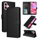 For iPhone 16 Multifunctional Horizontal Flip Leather Phone Case with Three Card Slots(Black) - 1