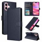 For iPhone 16 Multifunctional Horizontal Flip Leather Phone Case with Three Card Slots(Blue) - 1