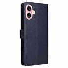 For iPhone 16 Multifunctional Horizontal Flip Leather Phone Case with Three Card Slots(Blue) - 3