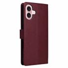 For iPhone 16 Multifunctional Horizontal Flip Leather Phone Case with Three Card Slots(Wine Red) - 3