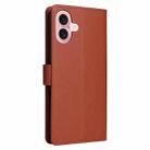 For iPhone 16 Plus Multifunctional Horizontal Flip Leather Phone Case with Three Card Slots(Brown) - 3