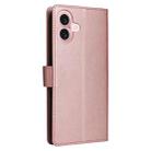 For iPhone 16 Plus Multifunctional Horizontal Flip Leather Phone Case with Three Card Slots(Rose Gold) - 3