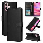 For iPhone 16 Plus Multifunctional Horizontal Flip Leather Phone Case with Three Card Slots(Black) - 1