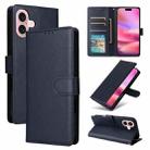 For iPhone 16 Plus Multifunctional Horizontal Flip Leather Phone Case with Three Card Slots(Blue) - 1