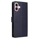 For iPhone 16 Plus Multifunctional Horizontal Flip Leather Phone Case with Three Card Slots(Blue) - 3