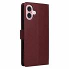 For iPhone 16 Plus Multifunctional Horizontal Flip Leather Phone Case with Three Card Slots(Wine Red) - 3