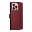 For iPhone 16 Pro Multifunctional Horizontal Flip Leather Phone Case with Three Card Slots(Wine Red) - 3