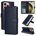 For iPhone 16 Pro Max Multifunctional Horizontal Flip Leather Phone Case with Three Card Slots(Blue) - 1