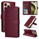 For iPhone 16 Pro Max Multifunctional Horizontal Flip Leather Phone Case with Three Card Slots(Wine Red) - 1