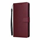 For iPhone 16 Pro Max Multifunctional Horizontal Flip Leather Phone Case with Three Card Slots(Wine Red) - 2