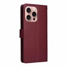 For iPhone 16 Pro Max Multifunctional Horizontal Flip Leather Phone Case with Three Card Slots(Wine Red) - 3