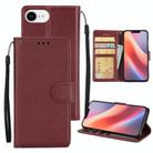 For iPhone 16e Multifunctional Horizontal Flip Leather Phone Case with Three Card Slots(Wine Red) - 1