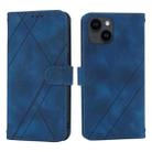 For iPhone 15 Embossed Line Leather Phone Case with Lanyard(Blue) - 1