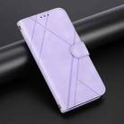 For iPhone 16 Pro Max Embossed Line Leather Phone Case with Lanyard(Purple) - 2