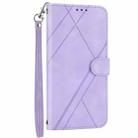 For iPhone 16 Pro Max Embossed Line Leather Phone Case with Lanyard(Purple) - 3