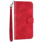 For iPhone 16 Pro Max Embossed Line Leather Phone Case with Lanyard(Red) - 3