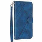 For iPhone 16 Pro Max Embossed Line Leather Phone Case with Lanyard(Blue) - 3