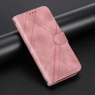 For iPhone 16 Pro Embossed Line Leather Phone Case with Lanyard(Pink) - 2