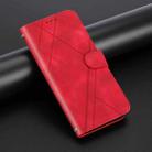 For iPhone 16 Pro Embossed Line Leather Phone Case with Lanyard(Red) - 2