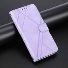 For iPhone 16 Embossed Line Leather Phone Case with Lanyard(Purple) - 2