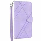 For iPhone 16 Embossed Line Leather Phone Case with Lanyard(Purple) - 3