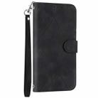 For iPhone 16 Embossed Line Leather Phone Case with Lanyard(Black) - 3