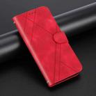 For iPhone SE 2024 Embossed Line Leather Phone Case with Lanyard(Red) - 2