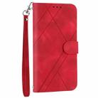 For iPhone SE 2024 Embossed Line Leather Phone Case with Lanyard(Red) - 3