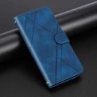 For iPhone SE 2024 Embossed Line Leather Phone Case with Lanyard(Blue) - 2