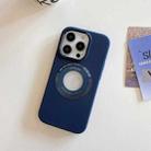 For iPhone 15 Pro Metal Frame Silicone Magnetic Phone Case(Dark Blue) - 1