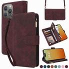 For iPhone 15 Pro Crossbody Multi-card Slot Wallet Zipper Leather Phone Case(Coffee) - 1