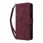 For iPhone 16 Crossbody Multi-card Slot Wallet Zipper Leather Phone Case(Wine Red) - 2