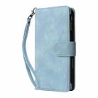 For iPhone 16 Crossbody Multi-card Slot Wallet Zipper Leather Phone Case(Light Blue) - 2