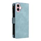 For iPhone 16 Crossbody Multi-card Slot Wallet Zipper Leather Phone Case(Light Blue) - 3