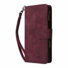 For iPhone 16 Plus Crossbody Multi-card Slot Wallet Zipper Leather Phone Case(Wine Red) - 2