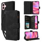 For iPhone 16 Plus Crossbody Multi-card Slot Wallet Zipper Leather Phone Case(Black) - 1