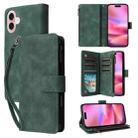 For iPhone 16 Plus Crossbody Multi-card Slot Wallet Zipper Leather Phone Case(Green) - 1