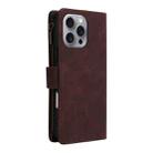 For iPhone 16 Pro Crossbody Multi-card Slot Wallet Zipper Leather Phone Case(Coffee) - 3