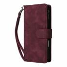 For iPhone 16 Pro Max Crossbody Multi-card Slot Wallet Zipper Leather Phone Case(Wine Red) - 2