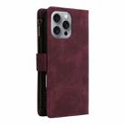 For iPhone 16 Pro Max Crossbody Multi-card Slot Wallet Zipper Leather Phone Case(Wine Red) - 3