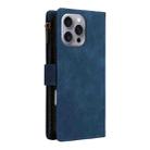 For iPhone 16 Pro Max Crossbody Multi-card Slot Wallet Zipper Leather Phone Case(Dark Blue) - 3