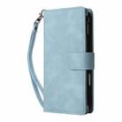 For iPhone 16 Pro Max Crossbody Multi-card Slot Wallet Zipper Leather Phone Case(Light Blue) - 2