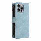 For iPhone 16 Pro Max Crossbody Multi-card Slot Wallet Zipper Leather Phone Case(Light Blue) - 3