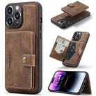 For iPhone 15 Pro Max JEEHOOD Retro Magnetic Detachable Leather Phone Case(Brown) - 1