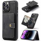 For iPhone 15 Pro JEEHOOD Retro Magnetic Detachable Leather Phone Case(Black) - 1