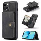 For iPhone 15 Plus JEEHOOD Retro Magnetic Detachable Leather Phone Case(Black) - 1