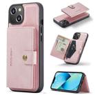 For iPhone 15 Plus JEEHOOD Retro Magnetic Detachable Leather Phone Case(Pink) - 1