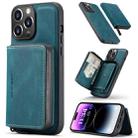 For iPhone 15 Pro JEEHOOD Magnetic Zipper Wallet Leather Phone Case(Blue) - 1