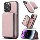 For iPhone 15 Pro JEEHOOD Magnetic Zipper Wallet Leather Phone Case(Pink) - 1